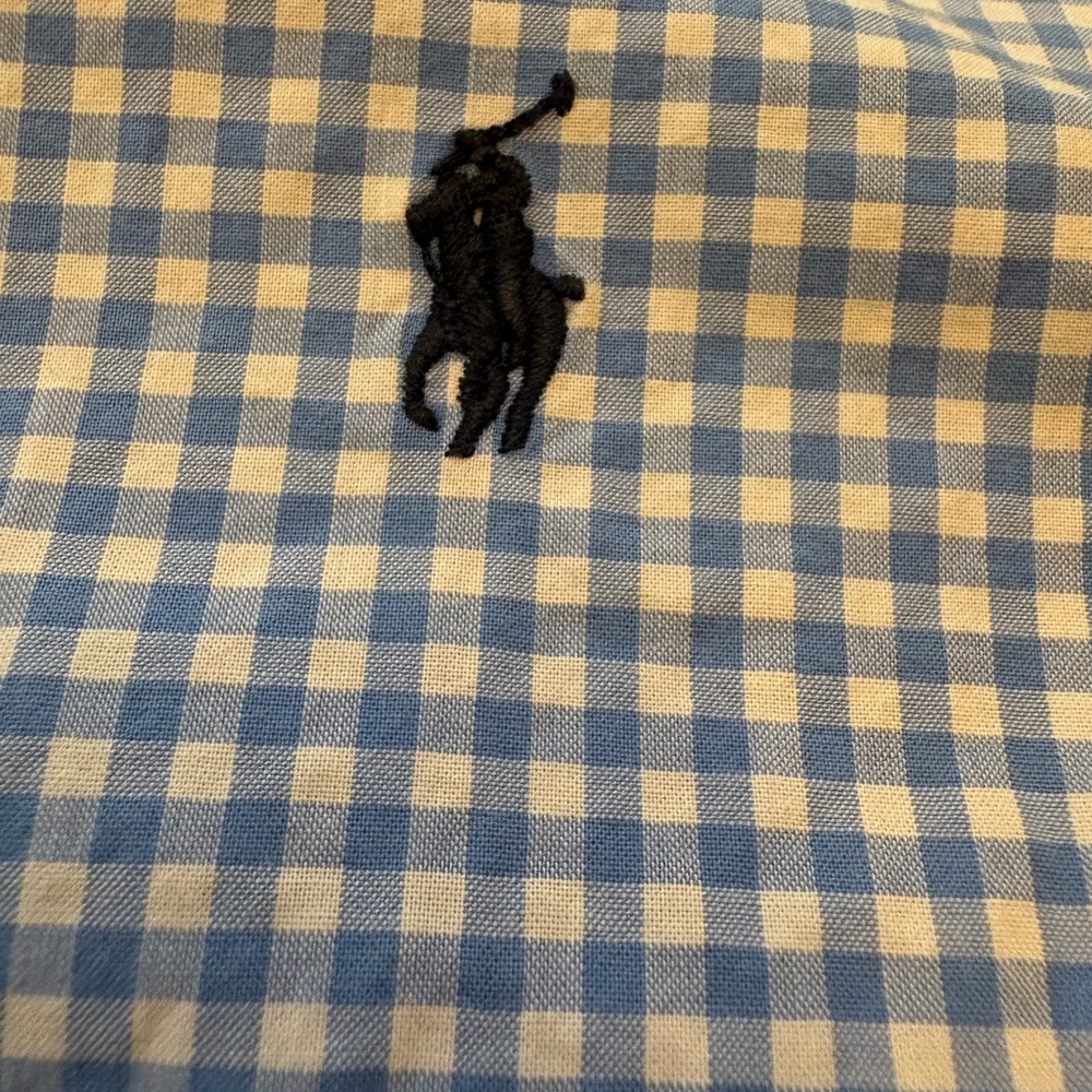 Ralph Lauren Boys Light Blue Gingham Button Up Shirt Small - Picture 2 of 4
